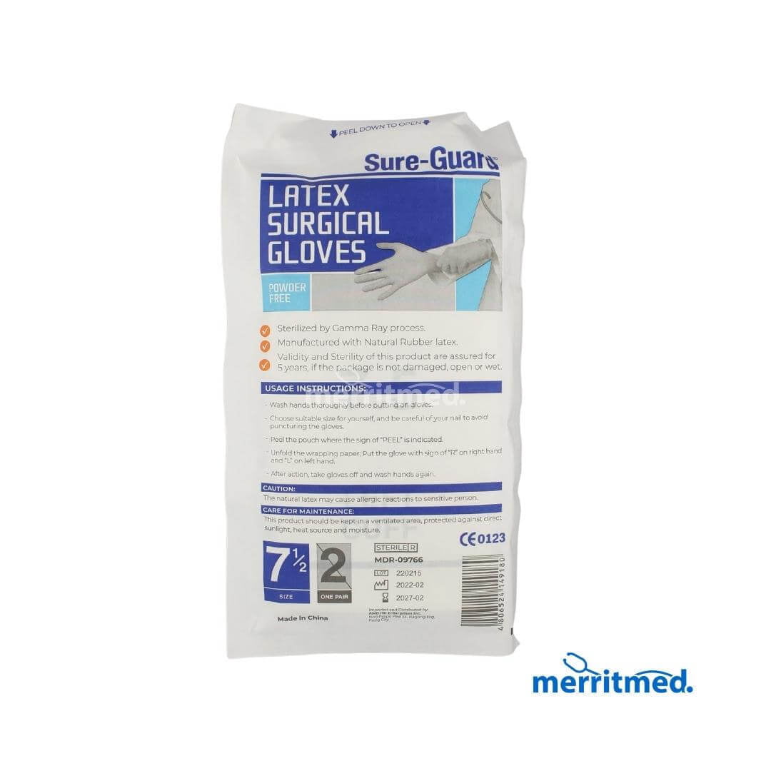 Sure Guard Latex Surgical Gloves Sterile 7 5 Merritmed Ph
